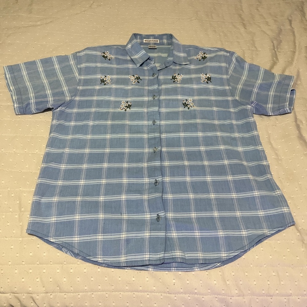 Blue Plaid Button Down Shirt
